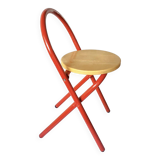 Vintage folding chair in red painted metal and wood