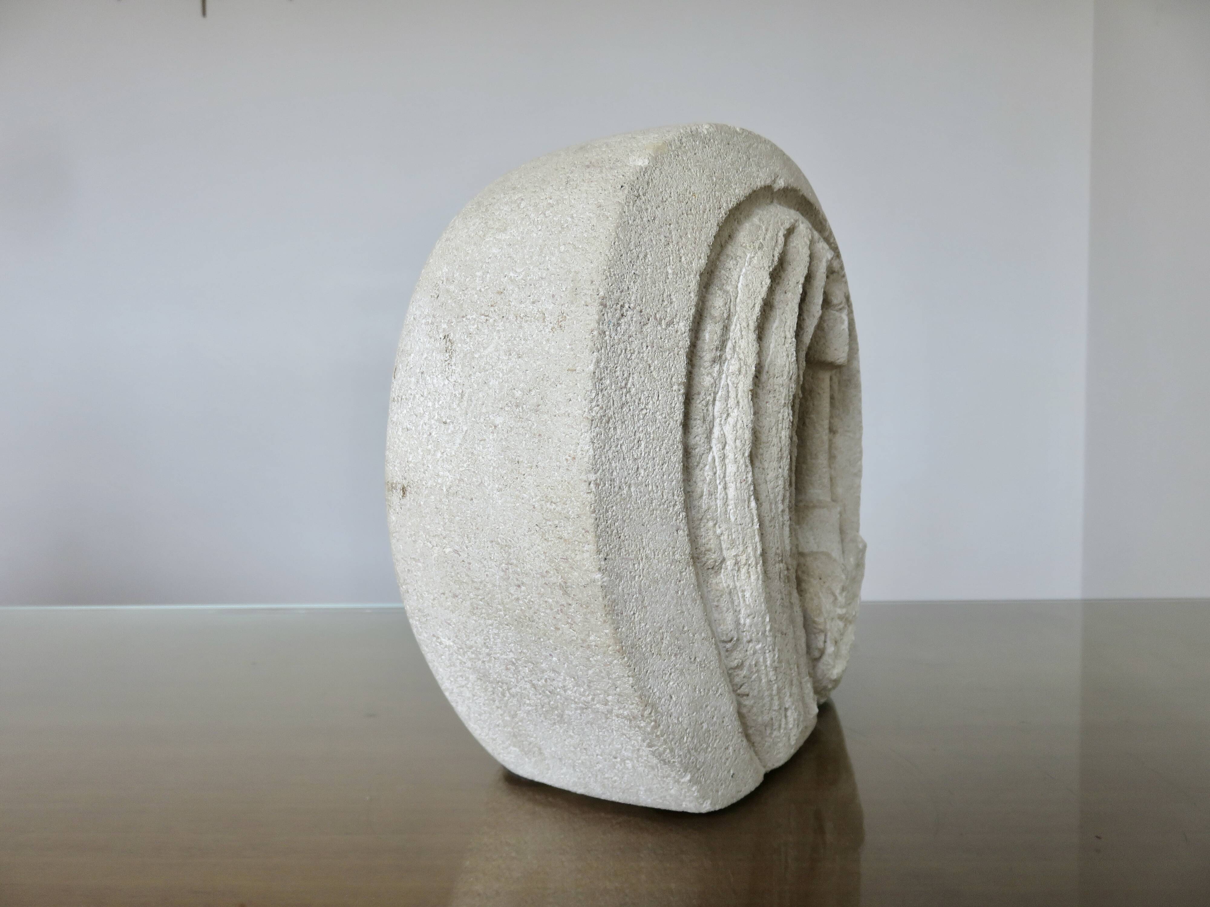 Stone lamp sculpture by Arsène Galisson, signed 1980.