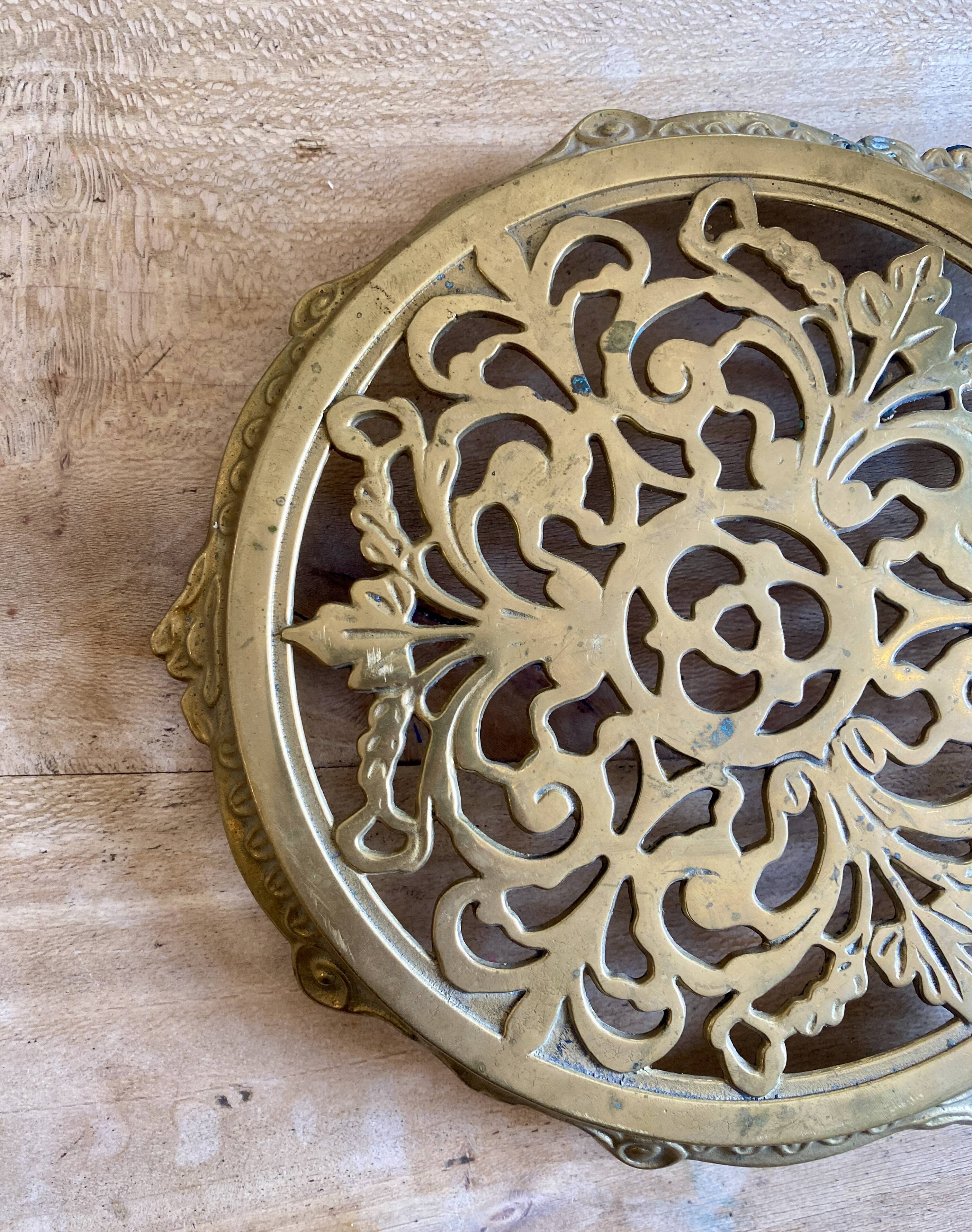 Vintage gilded brass trivet