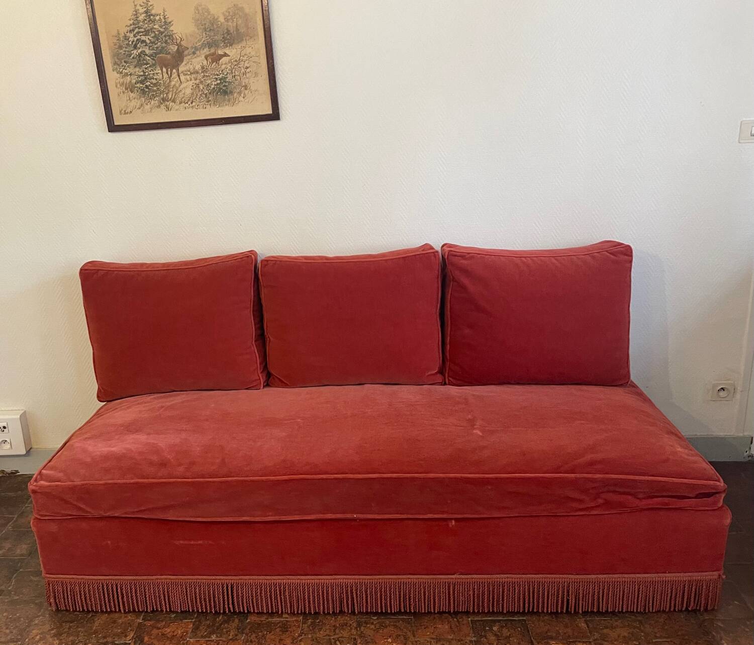 Vintage velvet daybed bench