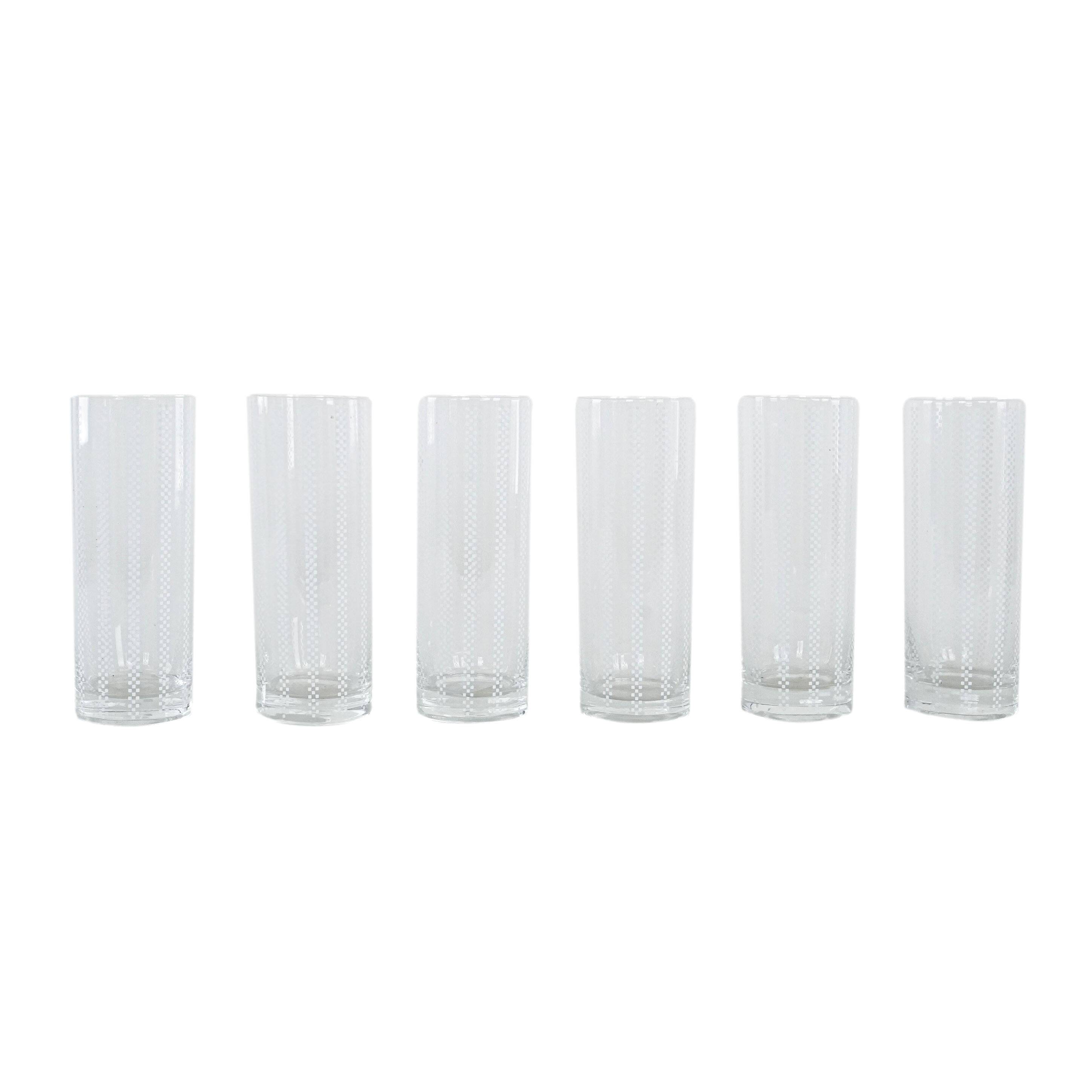 Set of six glasses, Op Art, 1960s, made in Italy