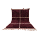 Large pure wool Berber rug in burgundy size 3/4 m