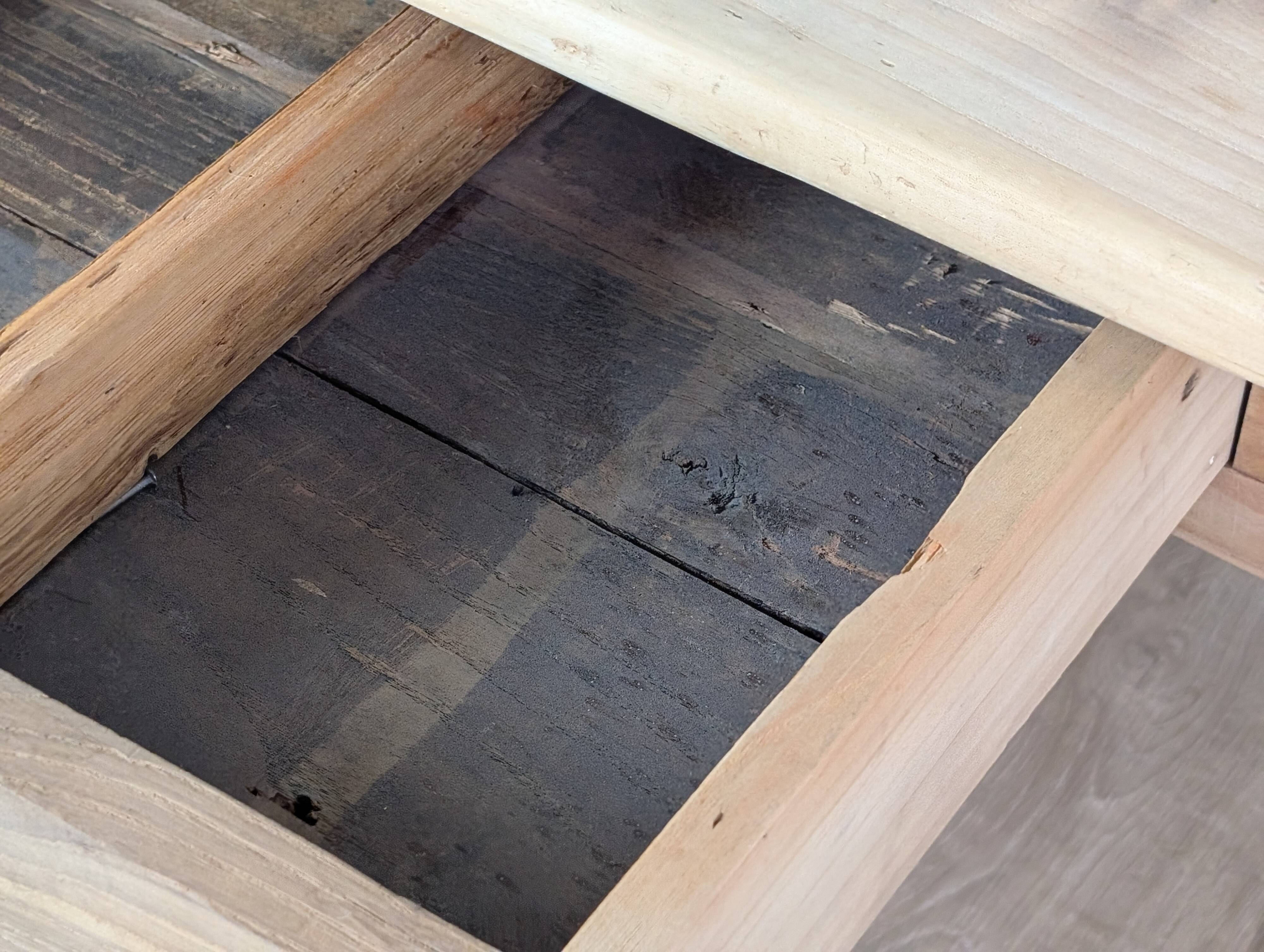 Raw wood farmhouse table