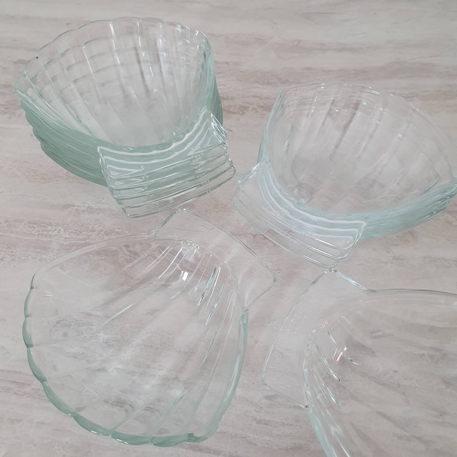 Glass scallop bowls