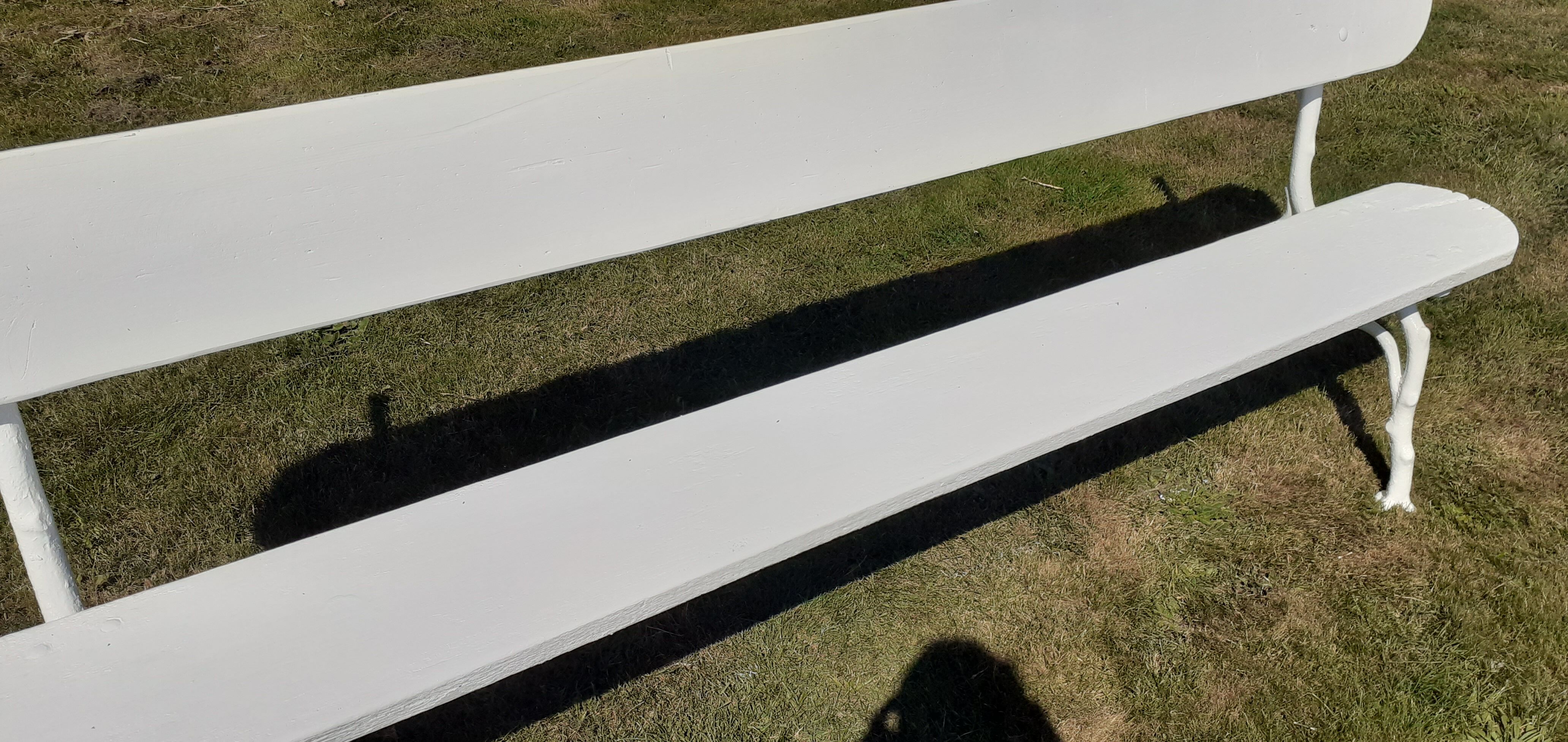 Old bench wood and cast iron XIXth white.