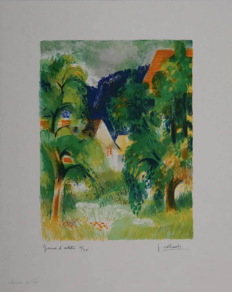 Paul Collomb: Path in Summer, original signed lithograph.
