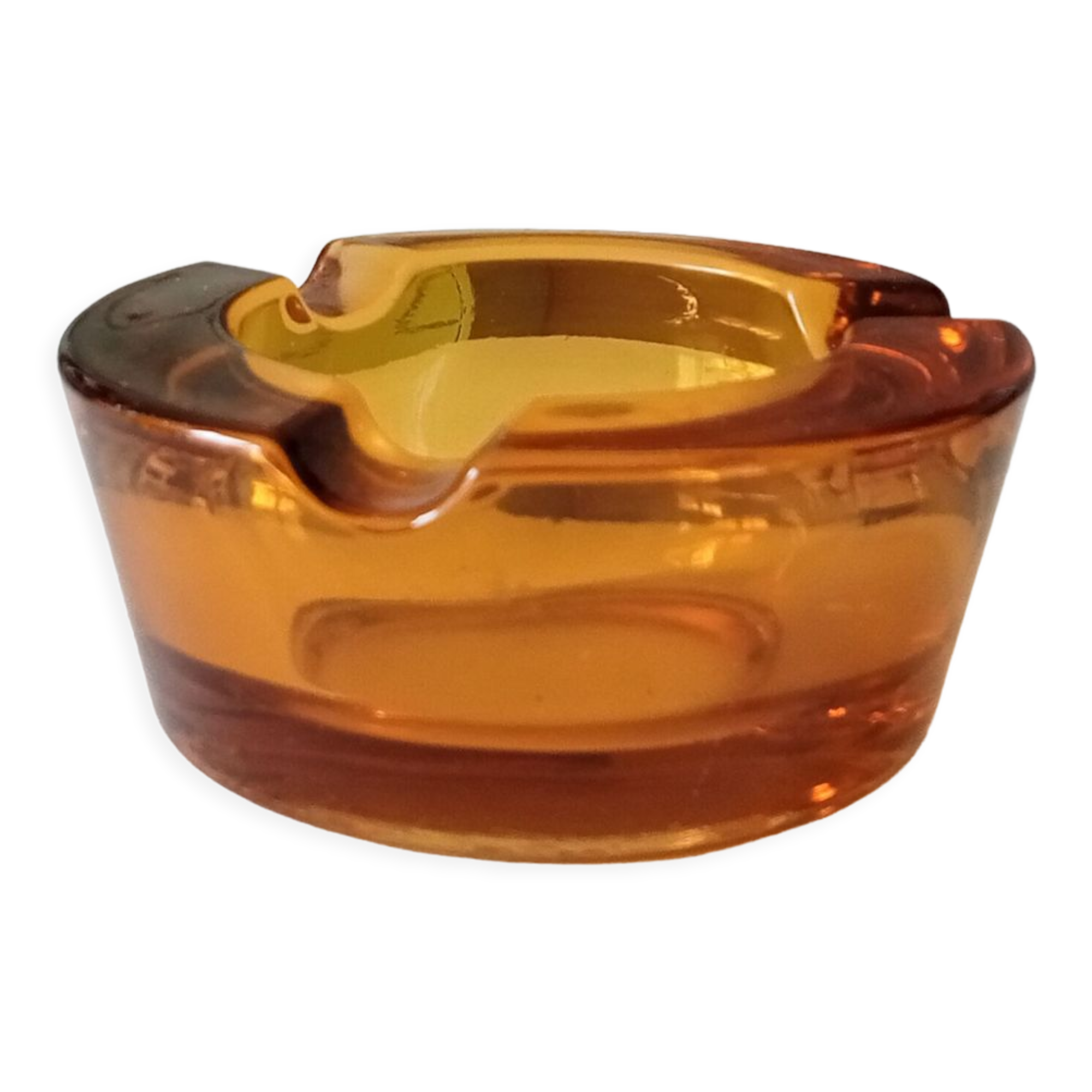 Vintage amber glass ashtray