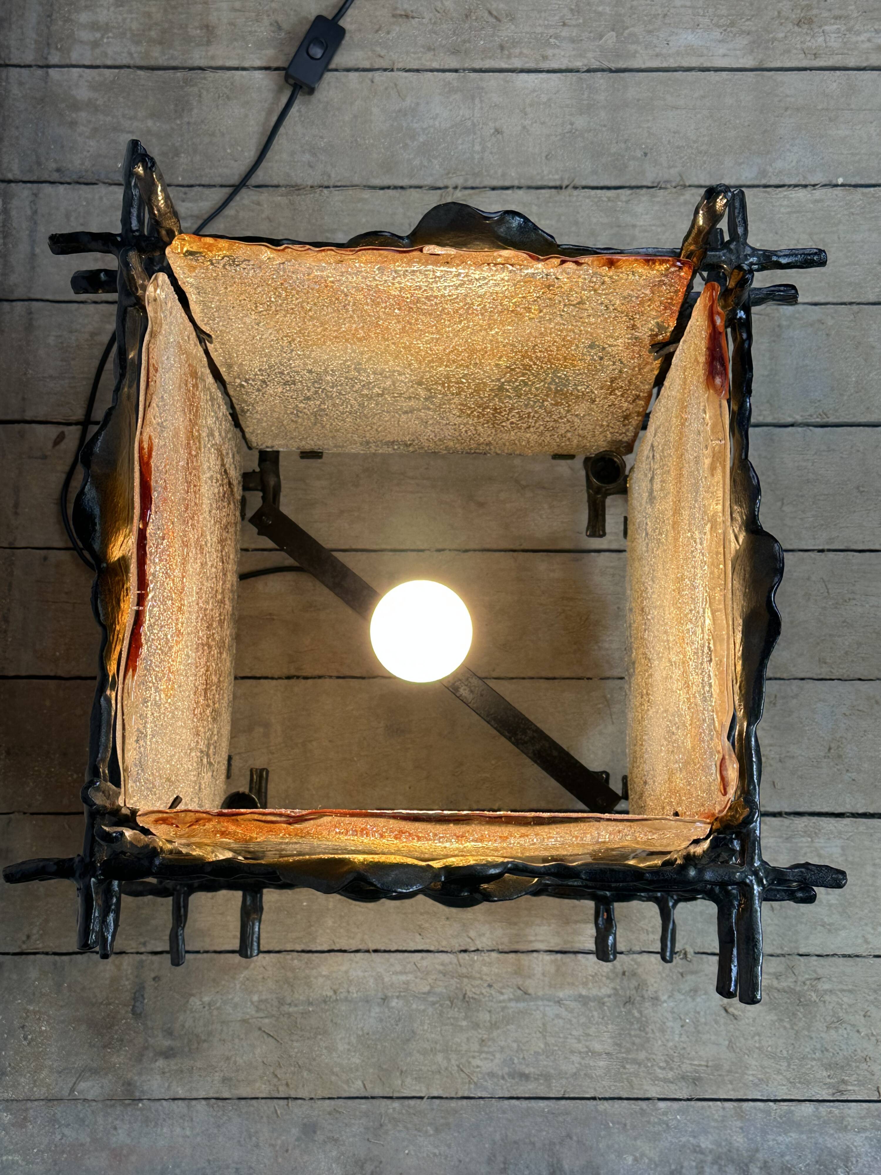 Brutalist lamp from the 1960s by Tom Ahlström and Hans Ehrich.