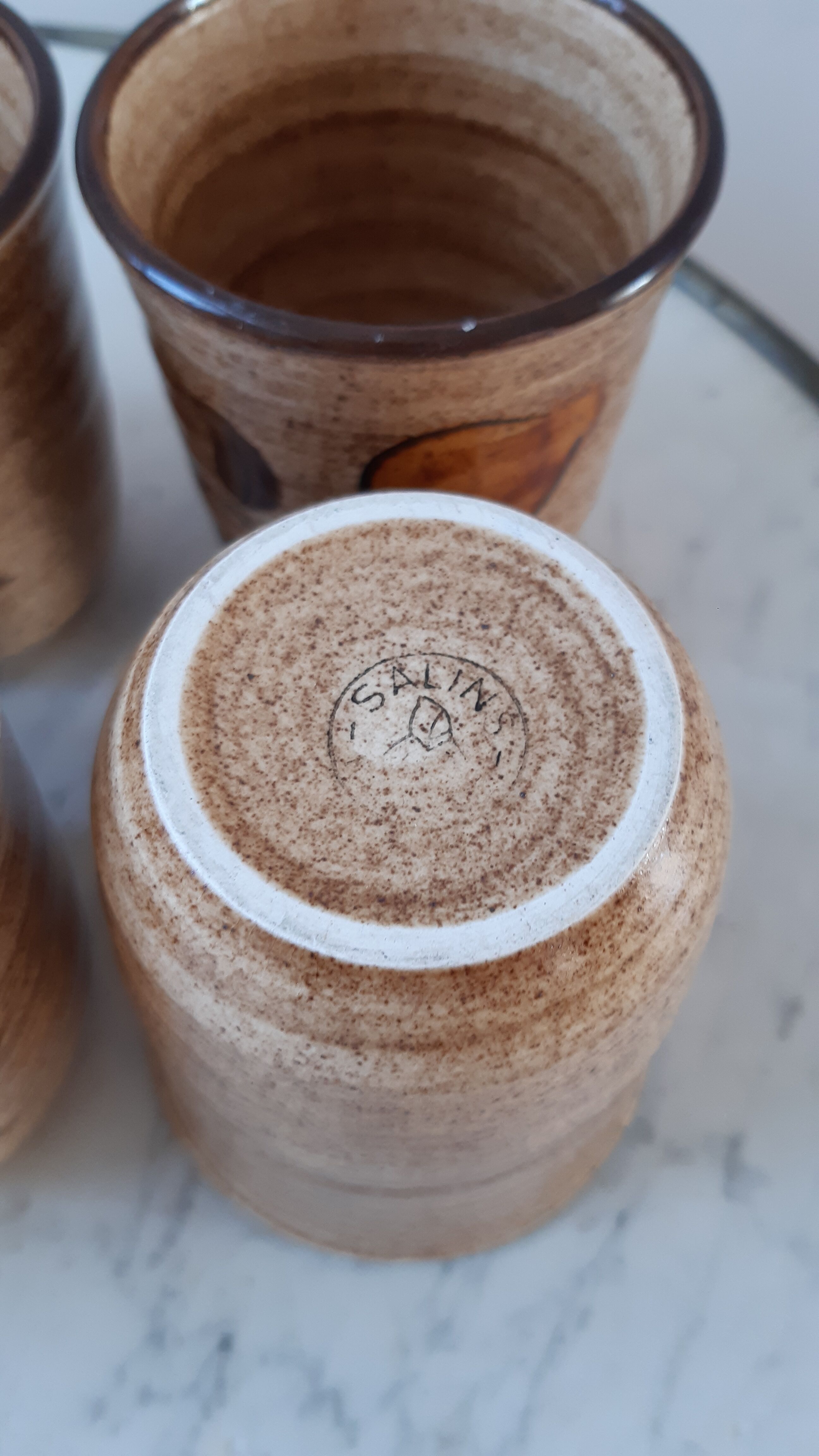 Set of 8 cups glasses in stoneware Salins 70s