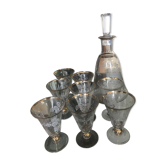Service  à liqueur années 30, avec carafe et 8 verres