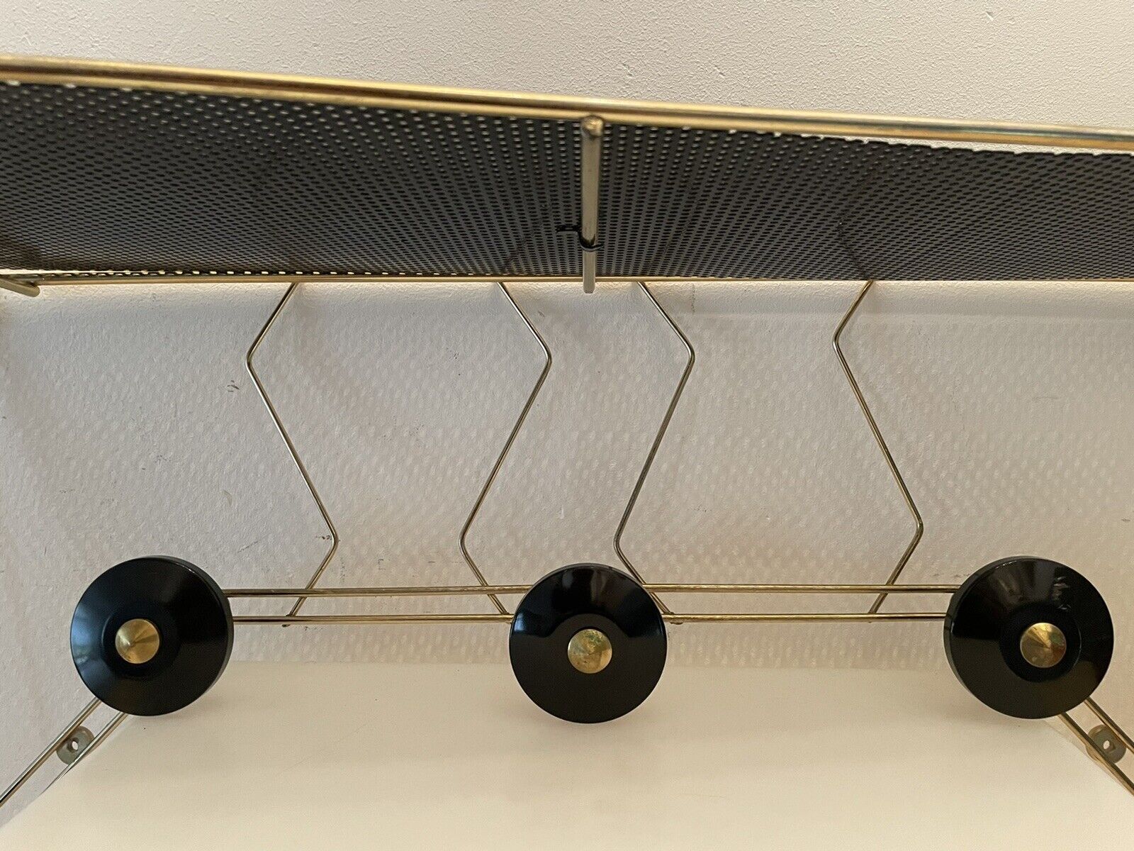 Vintage coat rack, 50s, 60's, perforated tole