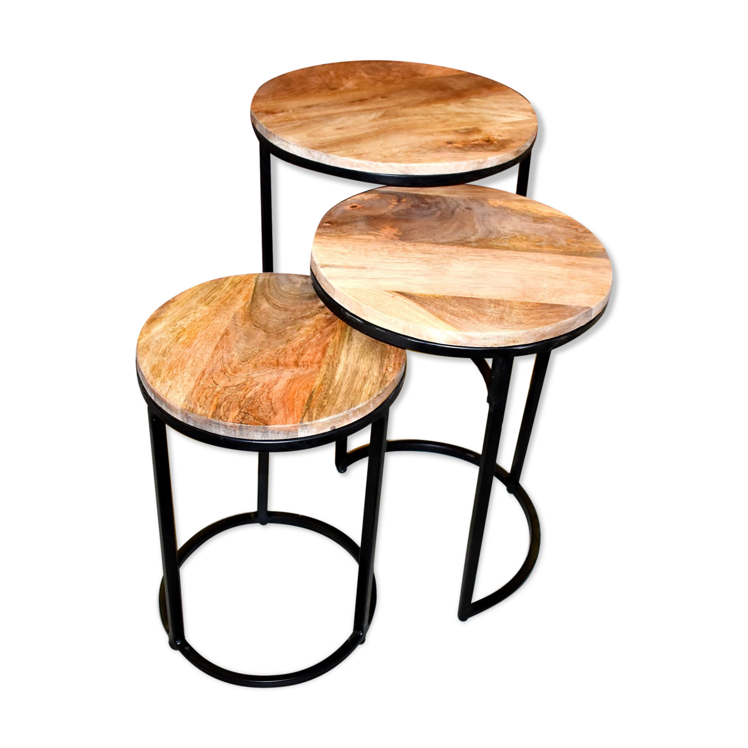Set de 3 tables gigognes en bois de manguier