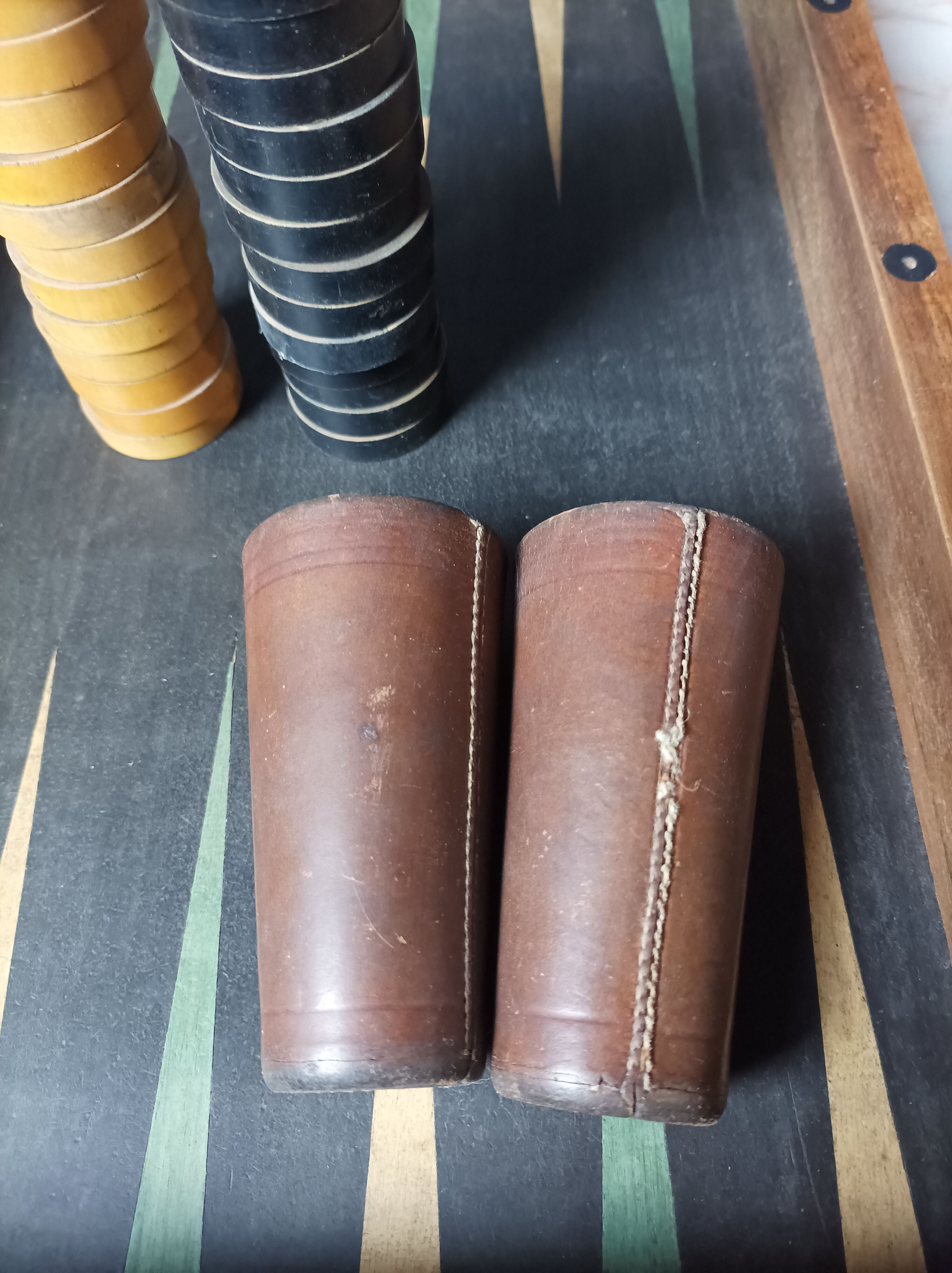 Backgammon game old wooden board game