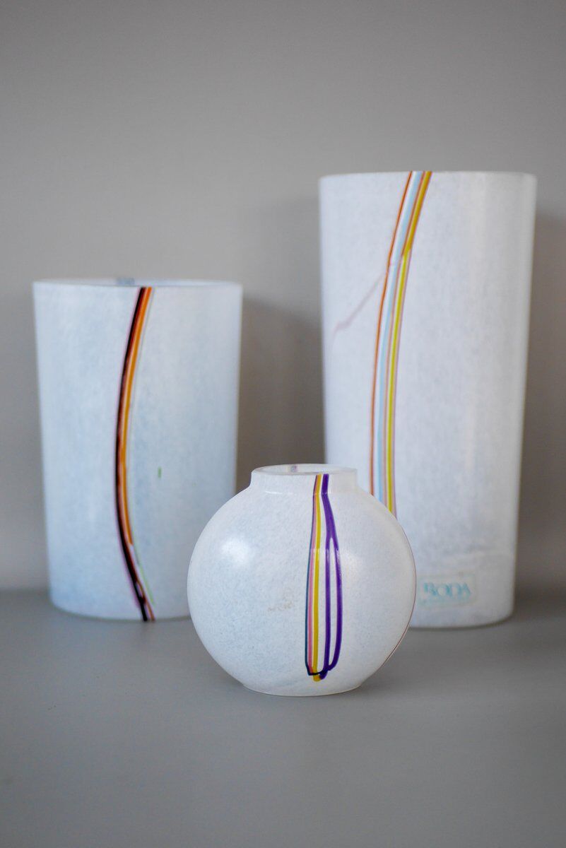 Glass vases by Vallien for Kosta Boda, set of 3