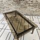 Vintage 1970s smoked glass wood coffee table