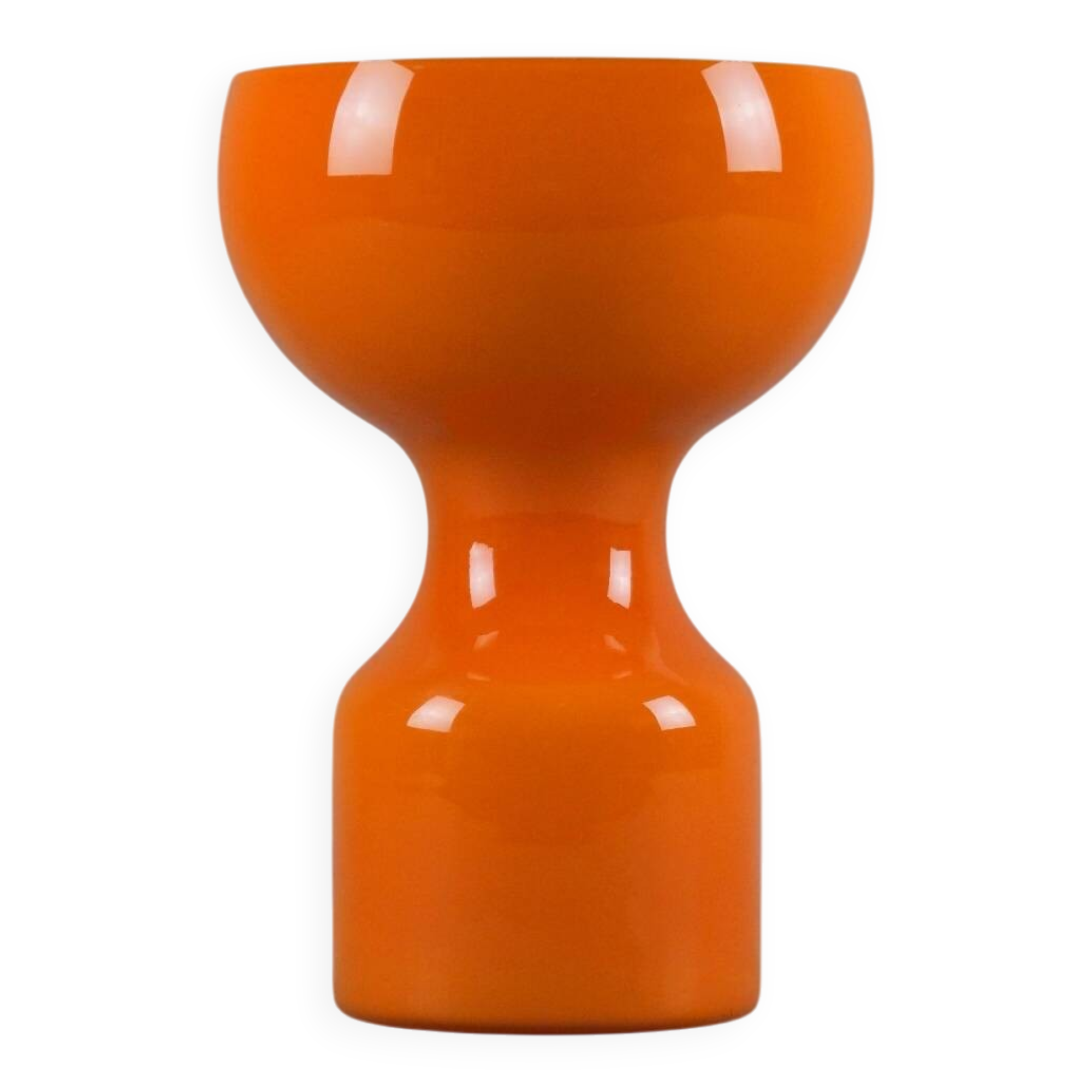 1970s Italian Space-Age Orange Glass Mushroom Vase