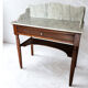 Antique wooden and veined white marble dresser, Louis XVI style.