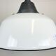White Enamel and Cast Iron Industrial Pendant Light with Glass Cover, 1960s