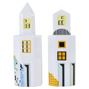 Heide Warlamis salt and pepper shakers skyscrapers postmodern, Vienna collection 1990