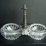Double salt cellar in crystal and tin