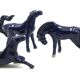 Blue porcelain happiness horses, 1970s