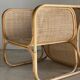 Amsterdam rattan armchair with U-shaped armrest, squared canework