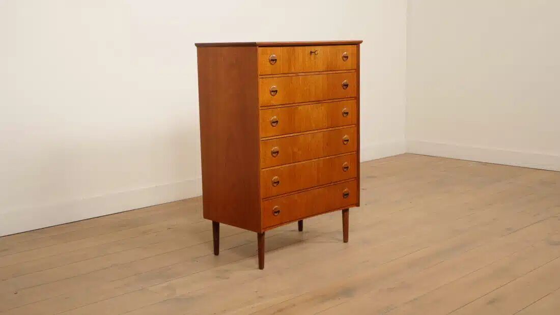 Commode vintage | 6 tiroirs | 104 cm | Teck