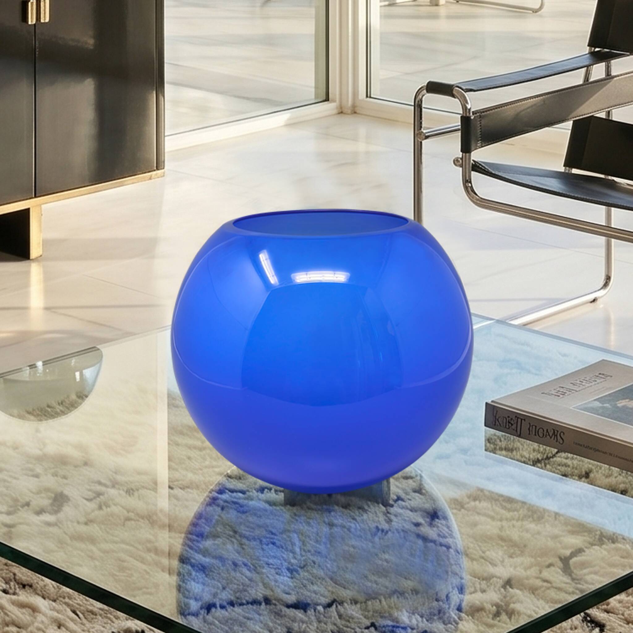 1970s Mid-Century Blue Vase by Ind. Vetraria Valdarnese. Made in Italy