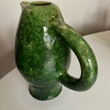XL vase pitcher in green glazed clay Vallauris 1960