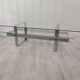 Table basse vintage acier chromé et verre
