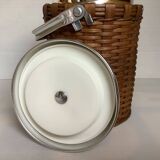 Old wicker rattan ice bucket