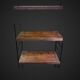 60's string wall shelf black lacquered metal oak, vintage