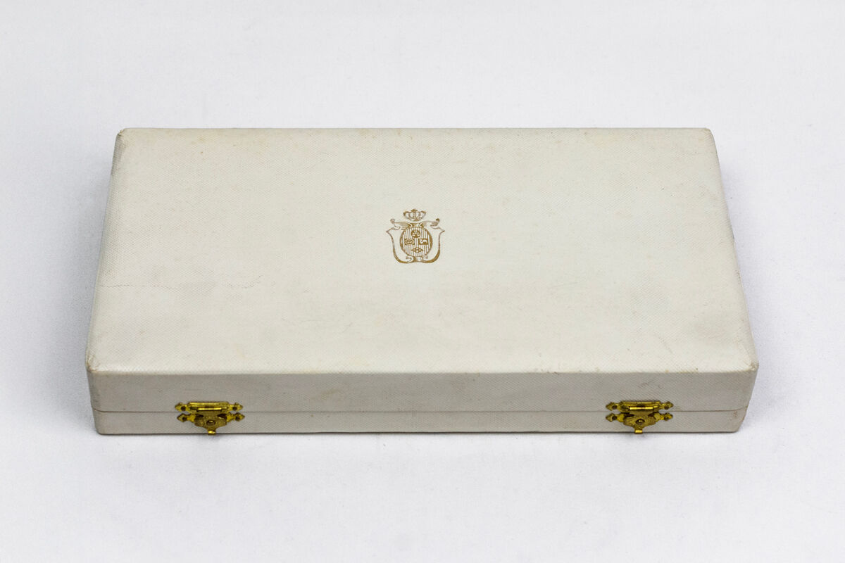 Three-piece birth set "America" — Christofle. 20th century.