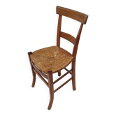 Alsatian bistro chair in beech with rush seating, café brasserie circa 1920