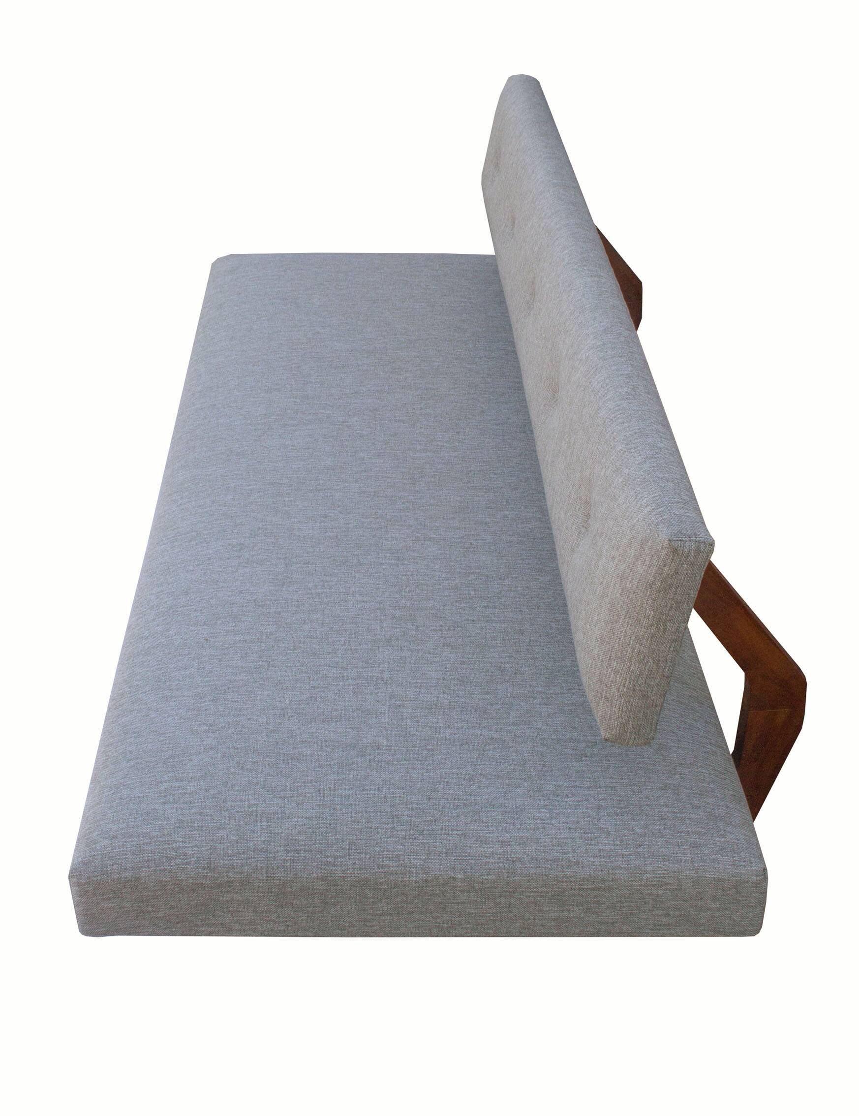1950s daybed in grey, new polstery and fabric