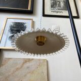 Pair of white glass hanging lamps