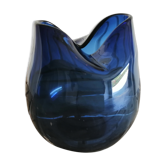 Smoky blue vase in blown glass