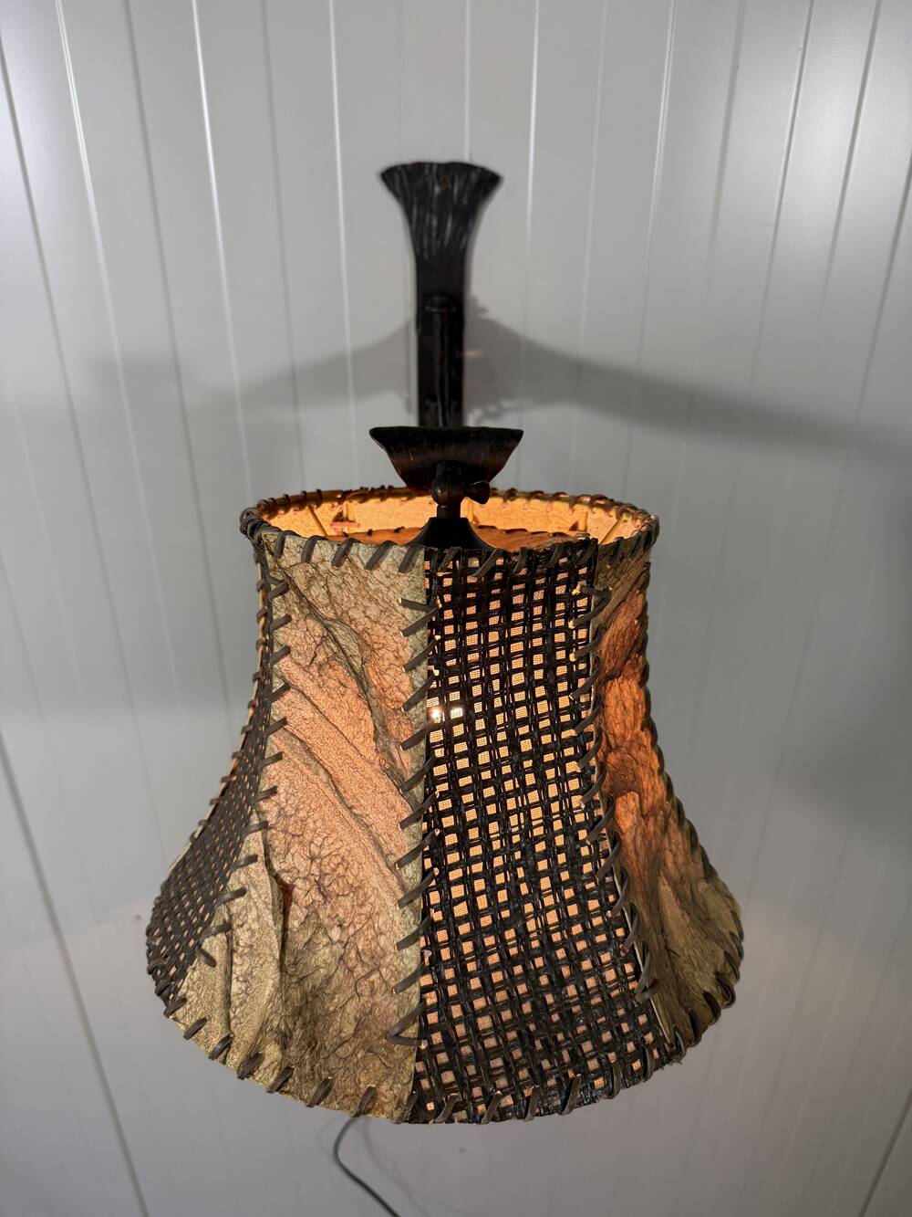 Brutalist wrought iron wall lamp 1970’s