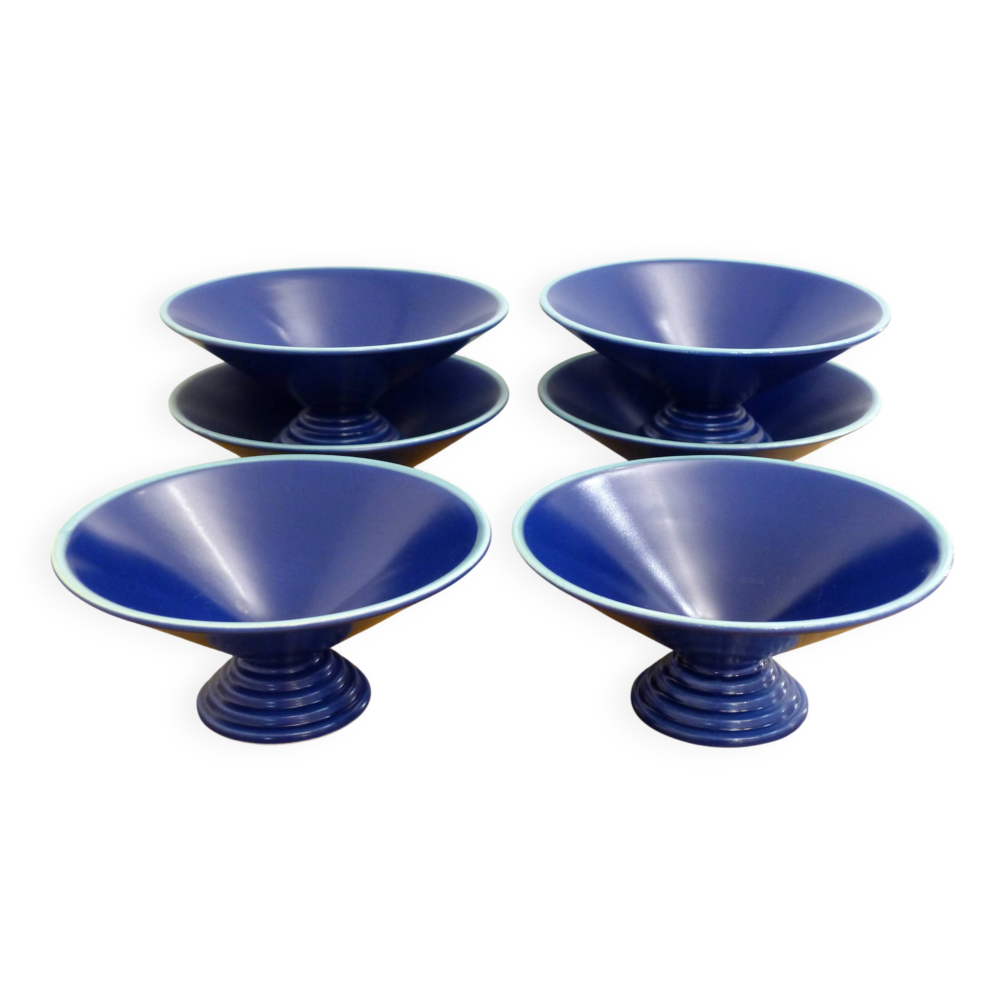 Set of 6 modernist dessert bowls Cobalt