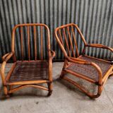 Pair of vintage rattan armchairs