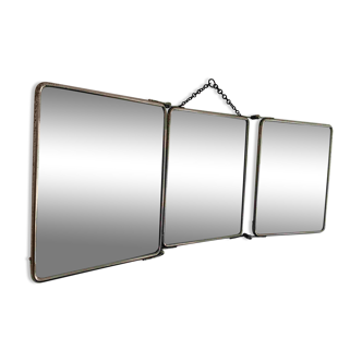 Vintage 1900 barber's triptych mirror Le Solide Paris Art Nouveau - 30 x 77