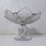 footed plate compote dish in molded glass