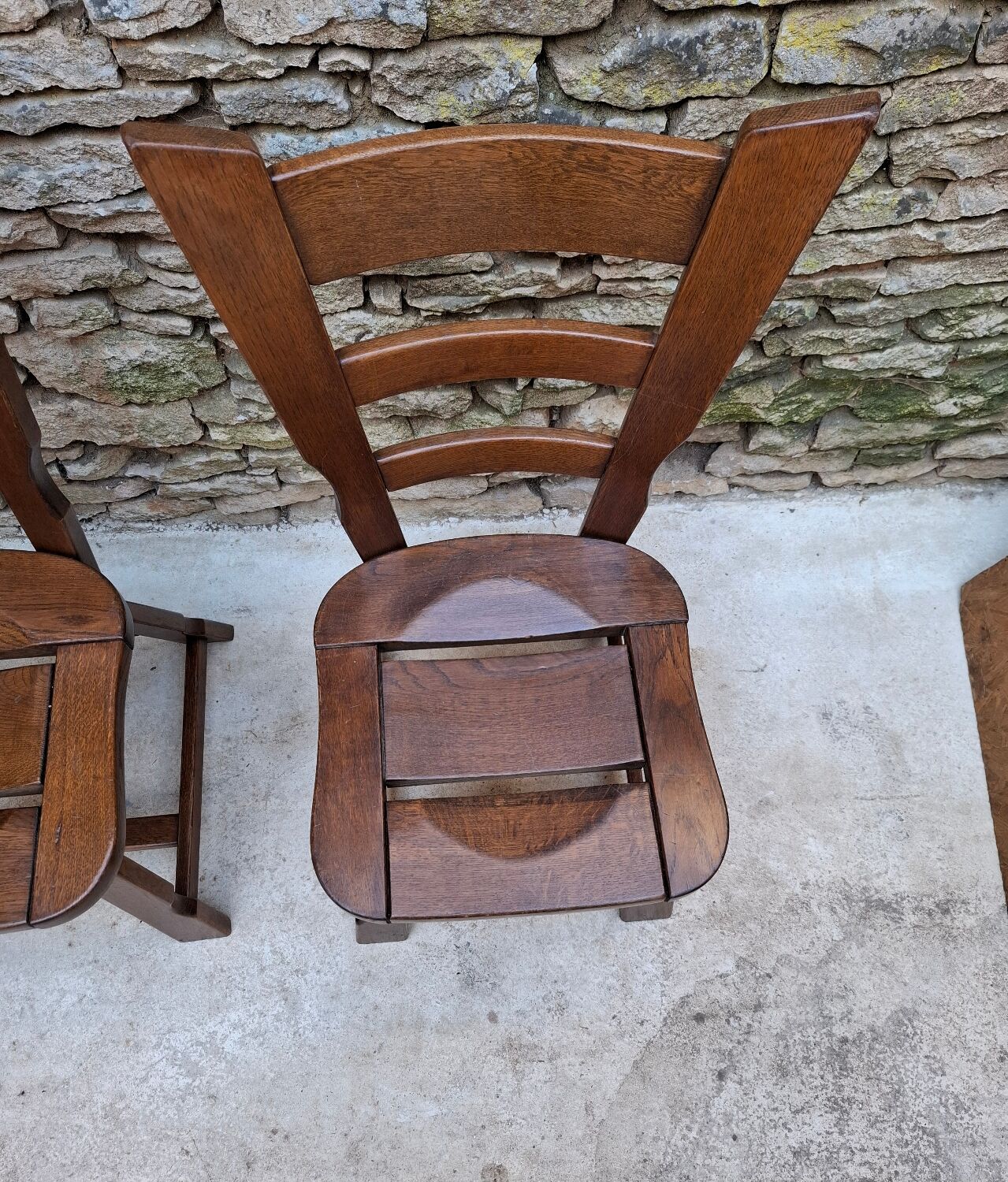 Brutalist oak chairs