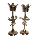 Pair of let'stag candle holders brass angels