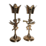 Pair of let'stag candle holders brass angels