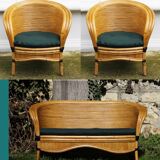 Raush bamboo rattan bench armchairs from the 70s and 80s