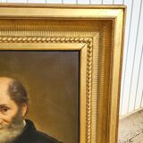 Oil painting on canvas of a bearded character of the xix th century