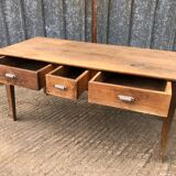 Antique farmhouse table with 3 drawers