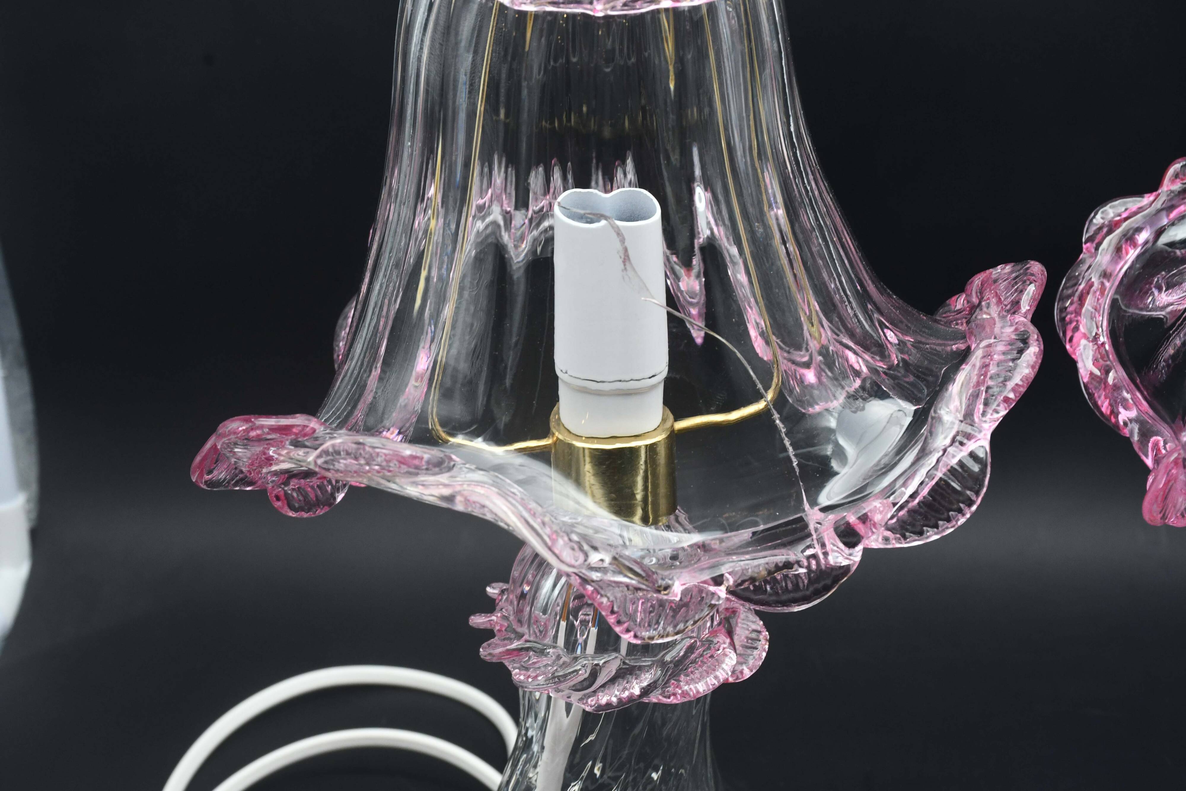 Set of 2 of Pink table lamps in Murano glass