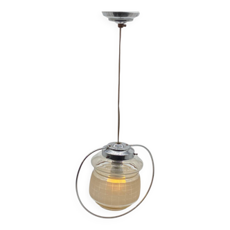 Lustre / luminaire / suspension art déco, vintage, chrome